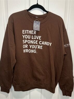 Romolo Chocolates Erie, PA - Sponge Candy Brown Crewneck - Size Medium NWT